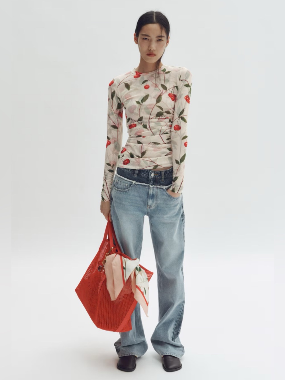Stella McCartney X HM cherry print mesh top